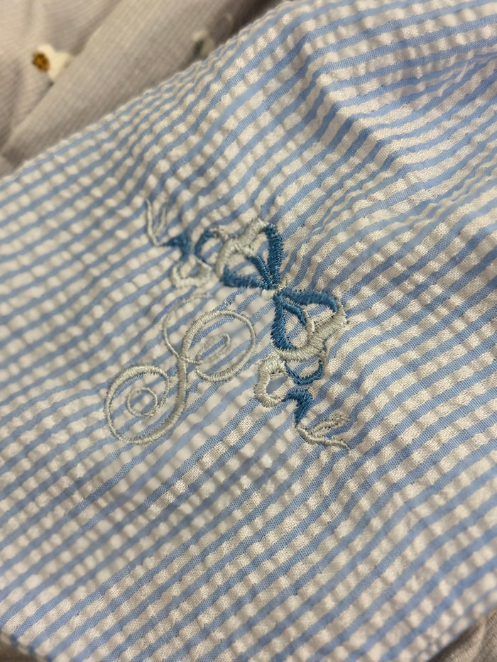 EWE Bow Seersucker Monogram Sash