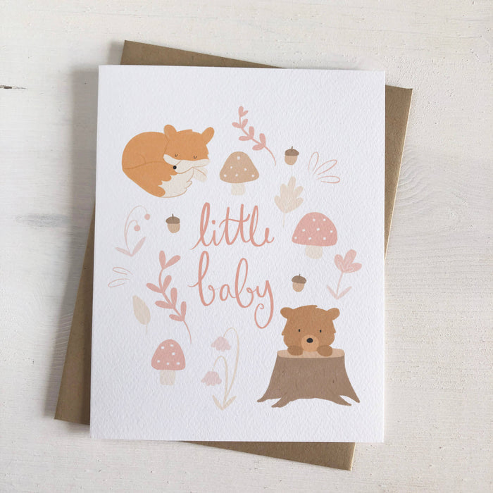 Fabled Forest - New Baby Greeting Card - Little Baby (Fox & Bear)-Greeting Cards-Posh Baby