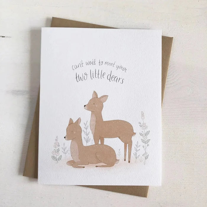 Fabled Forest - New Twin Babies Greeting Card - Two Little Dears-Greeting Cards-Posh Baby