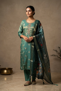 Fern Green Tissue Silk Banarasi Kurta Set