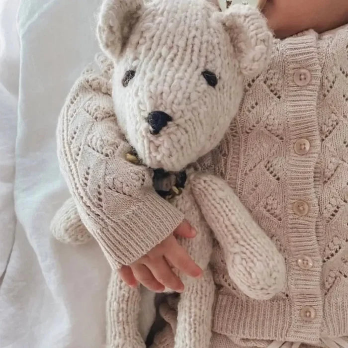 Finn & Emma - Handmade Organic Wool Knit Plush - Alfred the Bear-Plush-Posh Baby