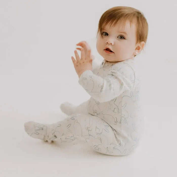 Finn & Emma - Organic Cotton Footie - Bunnies-Footies + Rompers (Basic)-0-3M-Posh Baby