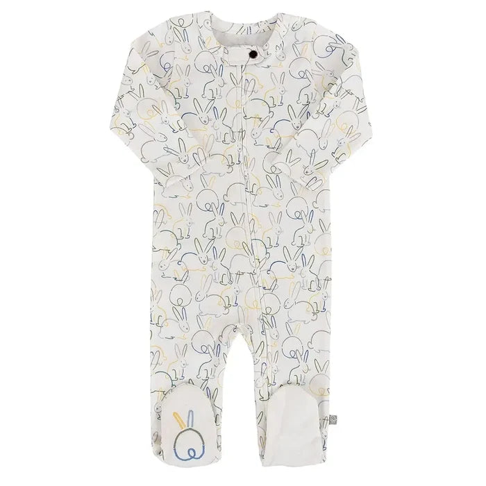 Finn & Emma - Organic Cotton Footie - Bunnies-Footies + Rompers (Basic)-0-3M-Posh Baby