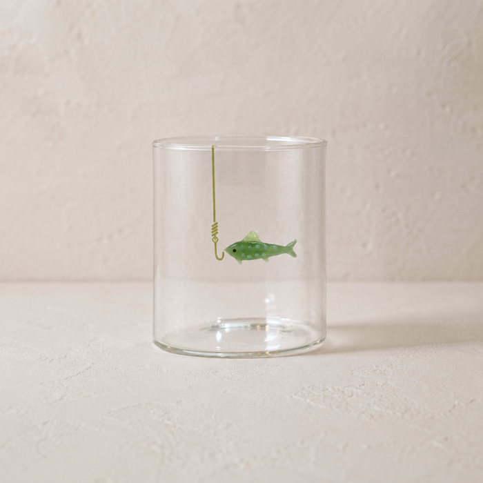Fish-on-Hook Drinking Glass