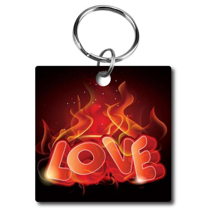 Flaming Love Illustration Acrylic Key Chain - Schoppix Gifts