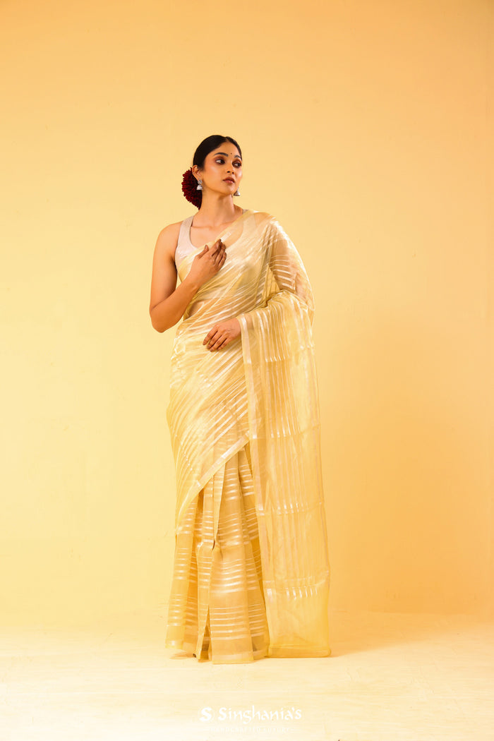 <img> Flax Gold Tissue Banarasi Silk Saree