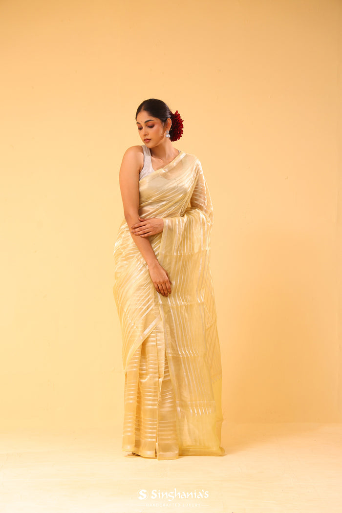 <img> Flax Gold Tissue Banarasi Silk Saree