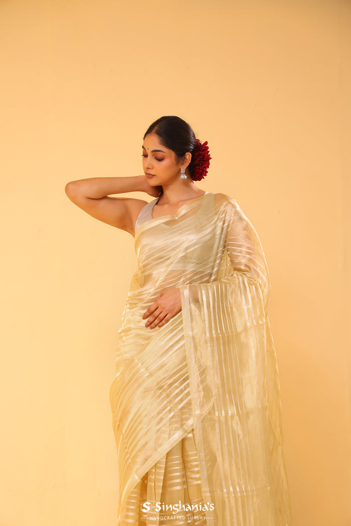<img> Flax Gold Tissue Banarasi Silk Saree