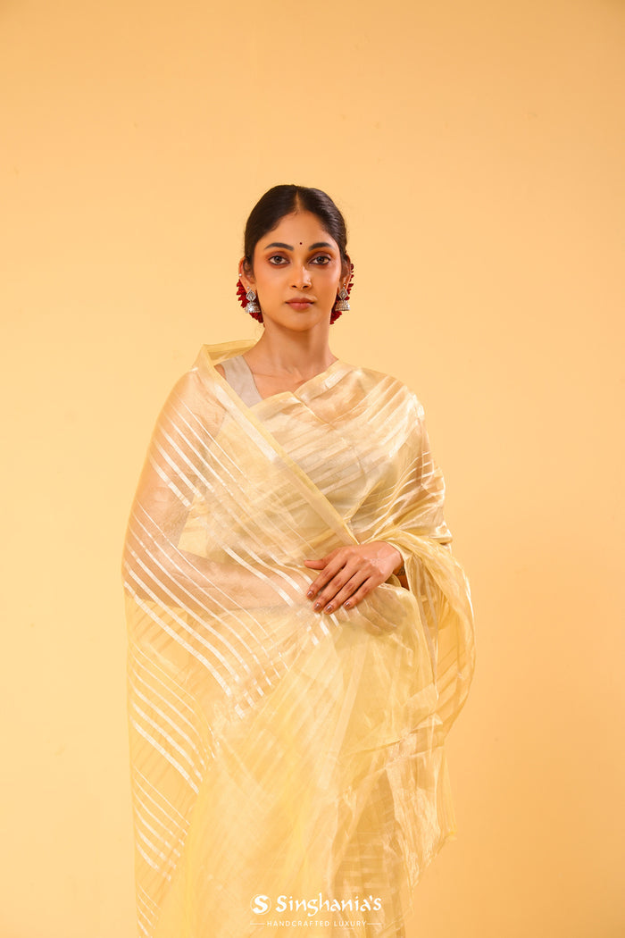 <img> Flax Gold Tissue Banarasi Silk Saree