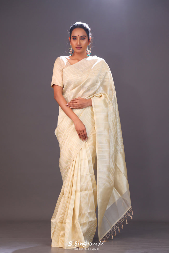 <img> Flax Gold Tissue Banarasi Silk Saree
