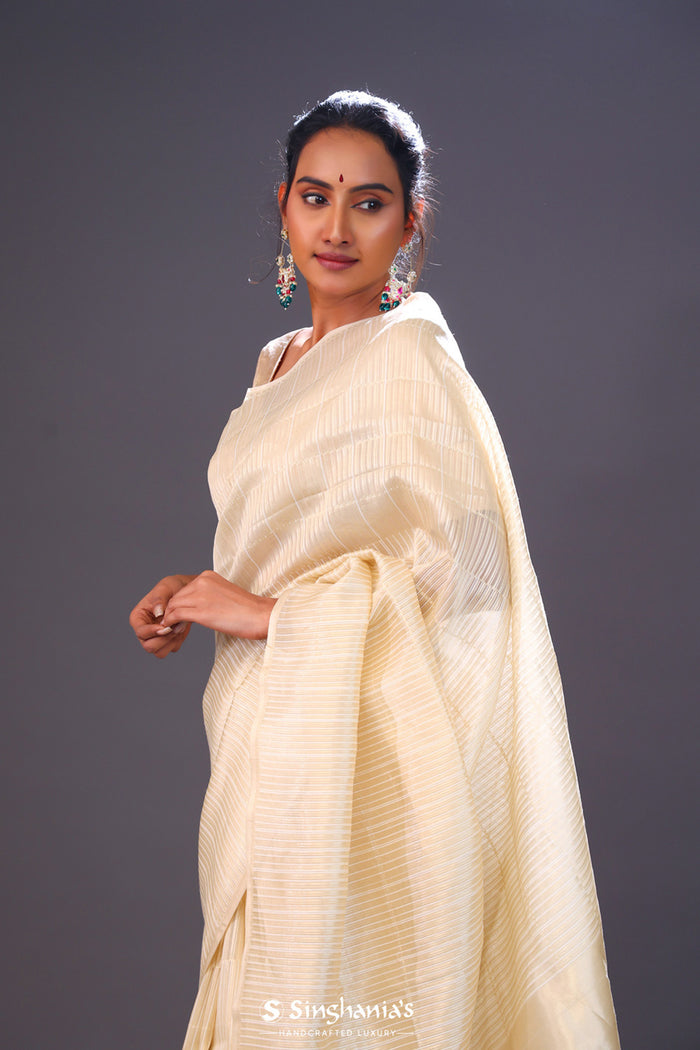 <img> Flax Gold Tissue Banarasi Silk Saree