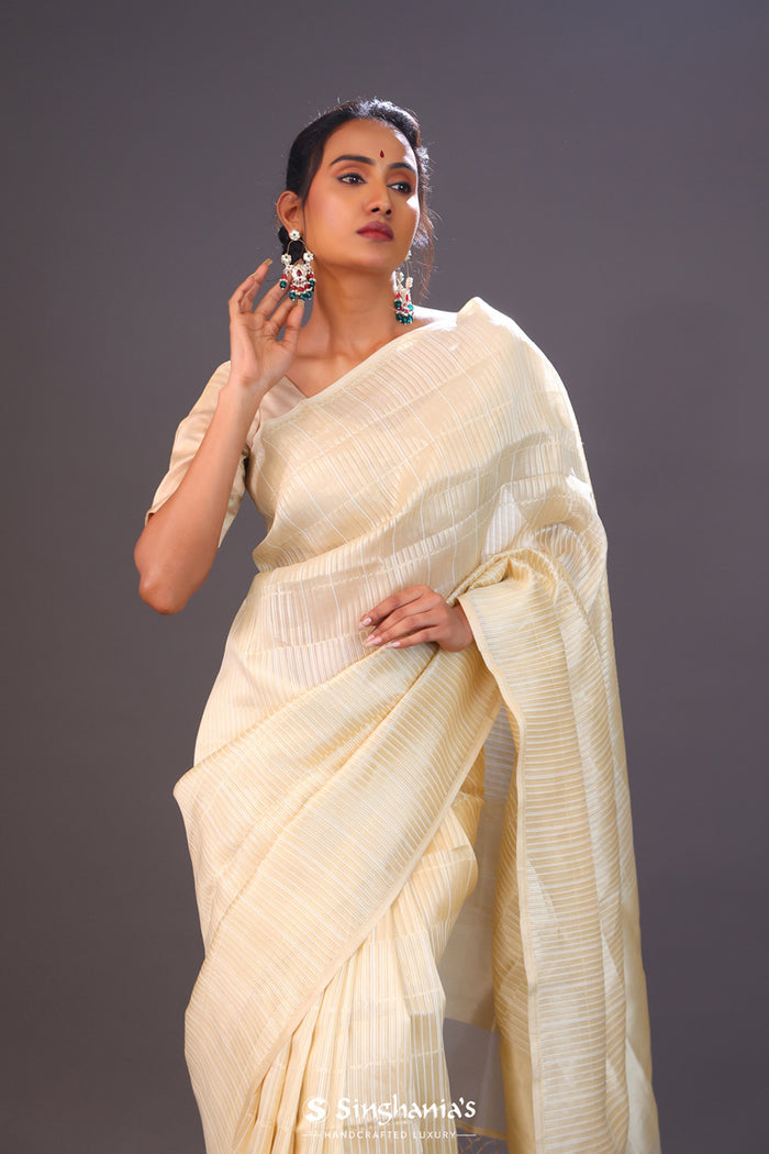 <img> Flax Gold Tissue Banarasi Silk Saree