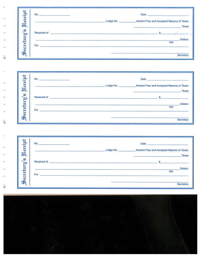 Form 120- Secretary's Receipt Book