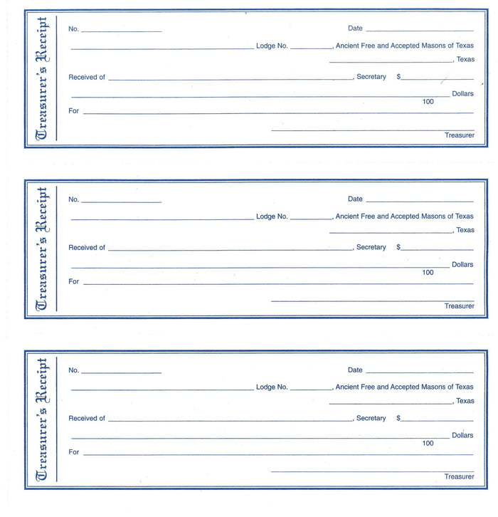 Form 122- Treasurer's Receipt Book