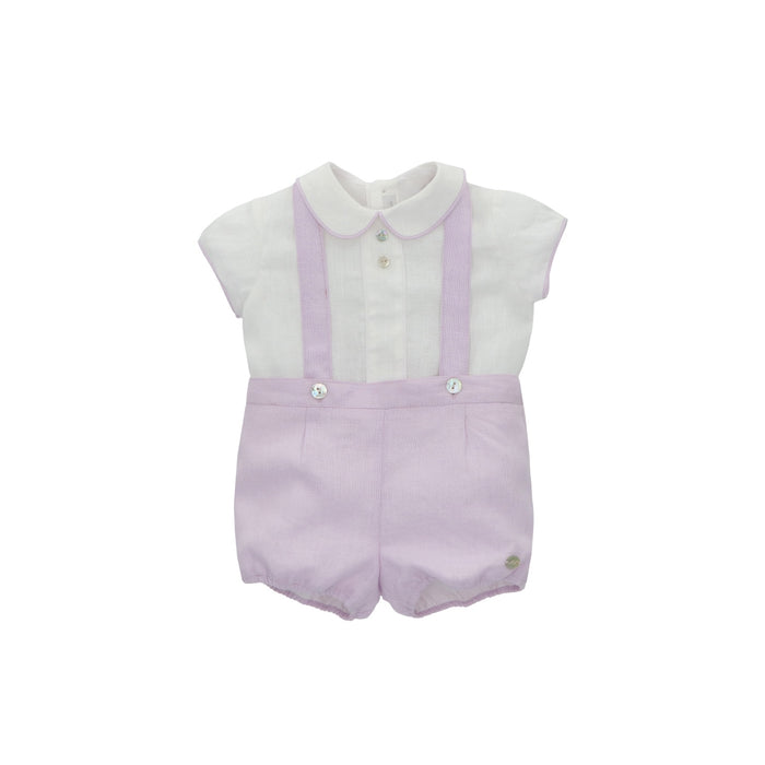 Fran Lavanda Boy 2-Piece Romper Set