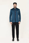 French Blue Polyester Sherwani Set