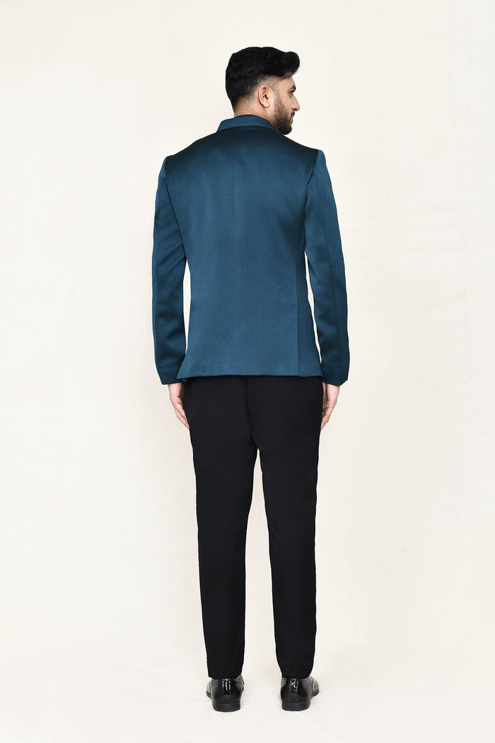 French Blue Polyester Sherwani Set