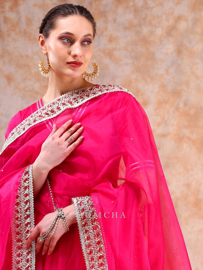 Fuchsia Cutwork Anarkali Set