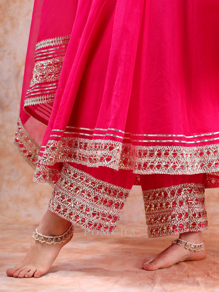Fuchsia Cutwork Anarkali Set