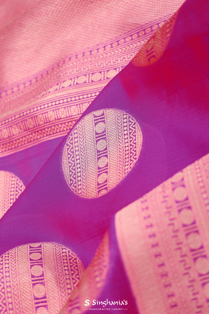 <img> Fuchsia Purple Butta Banarasi Silk Saree