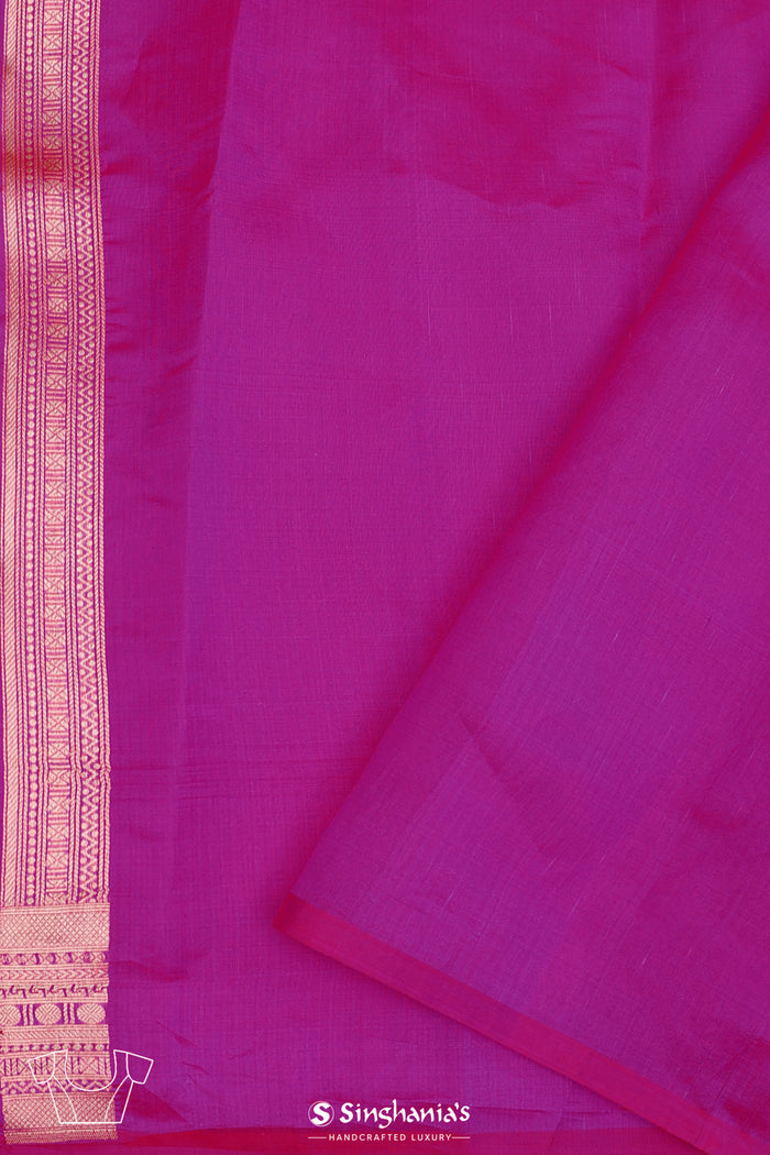 <img> Fuchsia Purple Butta Banarasi Silk Saree