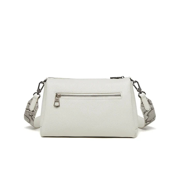 Beige Croco genuine leather messenger cowhide flap FTF Market UK