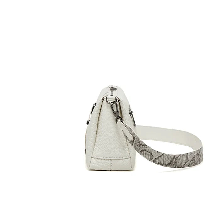 Beige Croco genuine leather messenger cowhide flap FTF Market UK
