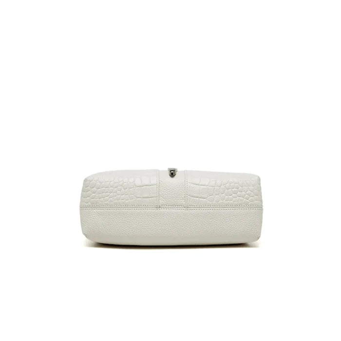 Beige Croco genuine leather messenger cowhide flap FTF Market UK