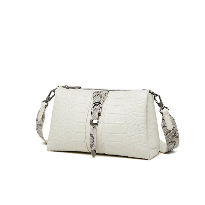 Beige Croco genuine leather messenger cowhide flap FTF Market UK