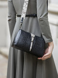 Black Croco genuine leather messenger cowhide flap FTF Market UK
