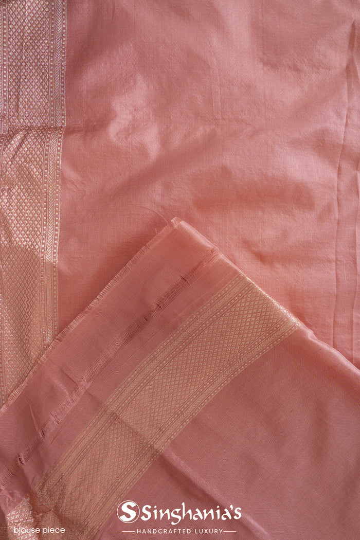 <img> Geranium Pink Banarasi Silk Jaal Saree