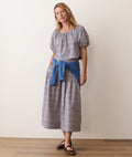 Gia Poplin Blouse - Blue & Lavender Plaid