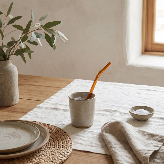 Glass Straw, Amber, Bent, styled at home