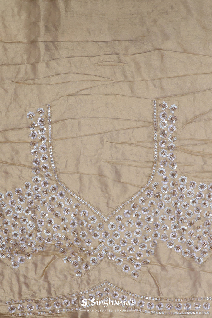 <img> Golden Fancy Tissue Saree With Sequins Work