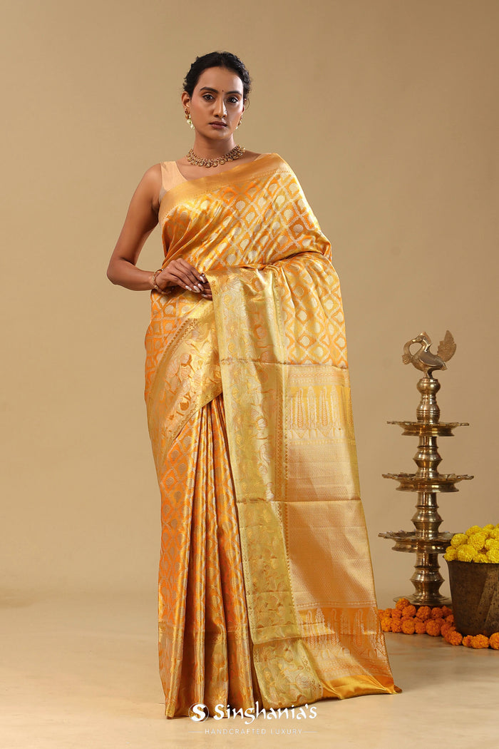 Golden Kanjivaram Tissue Saree With Rangat Design
