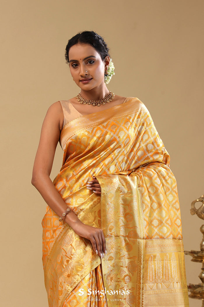 Golden Kanjivaram Tissue Saree With Rangat Design