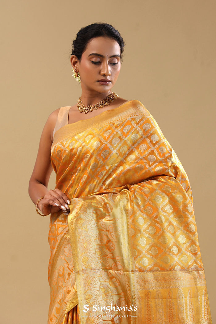 Golden Kanjivaram Tissue Saree With Rangat Design