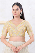 Golden Multi Colour Jacquard Blouse