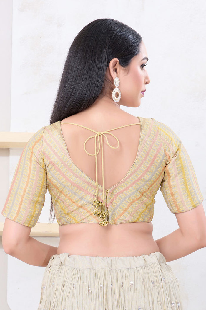 Golden Multi Colour Jacquard Blouse