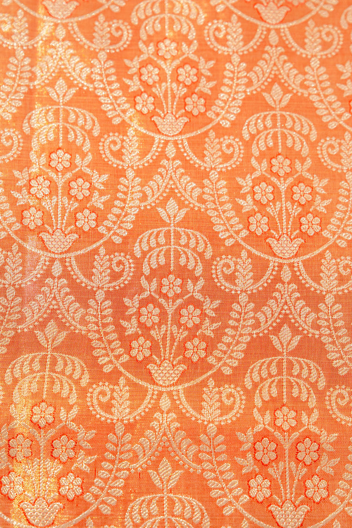Golden Red Zari Woven Kanjivaram Silk Saree