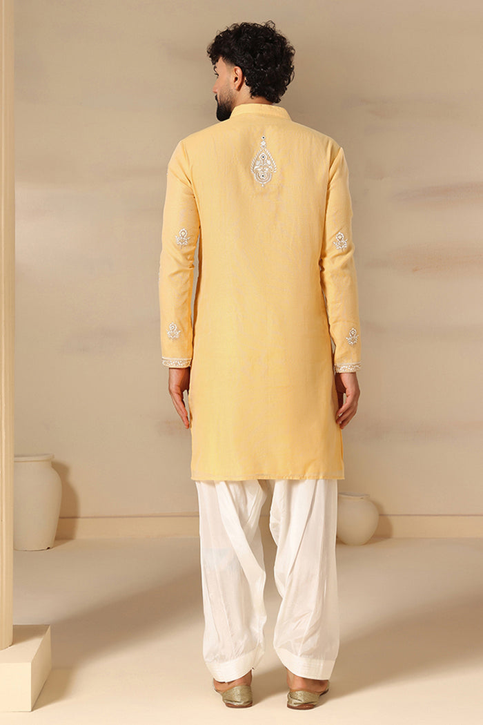 Golden Yellow Booti Embroidered Kurta