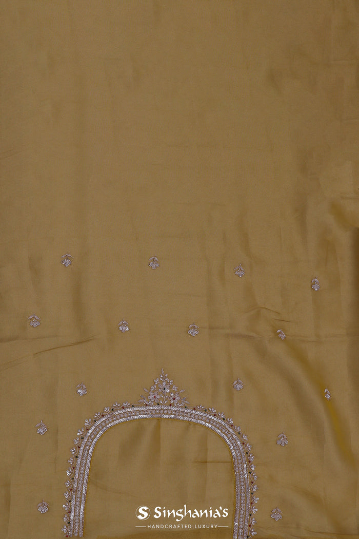 Golden Yellow Tissue Saree With Sequin Work