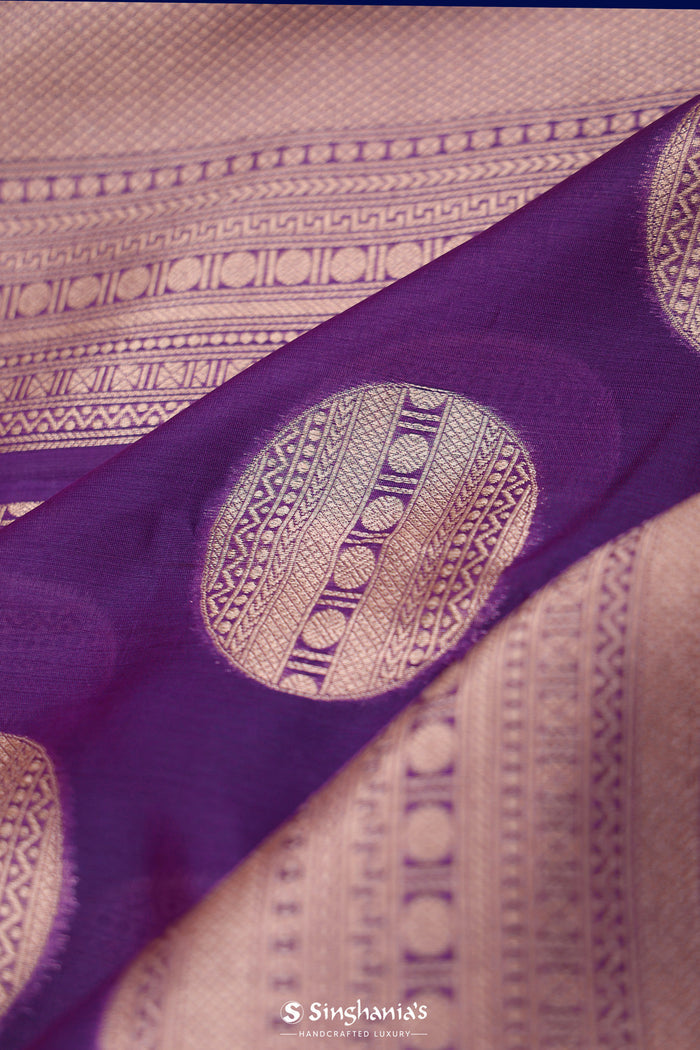 <img> Grape Purple Butta Banarasi Silk Saree