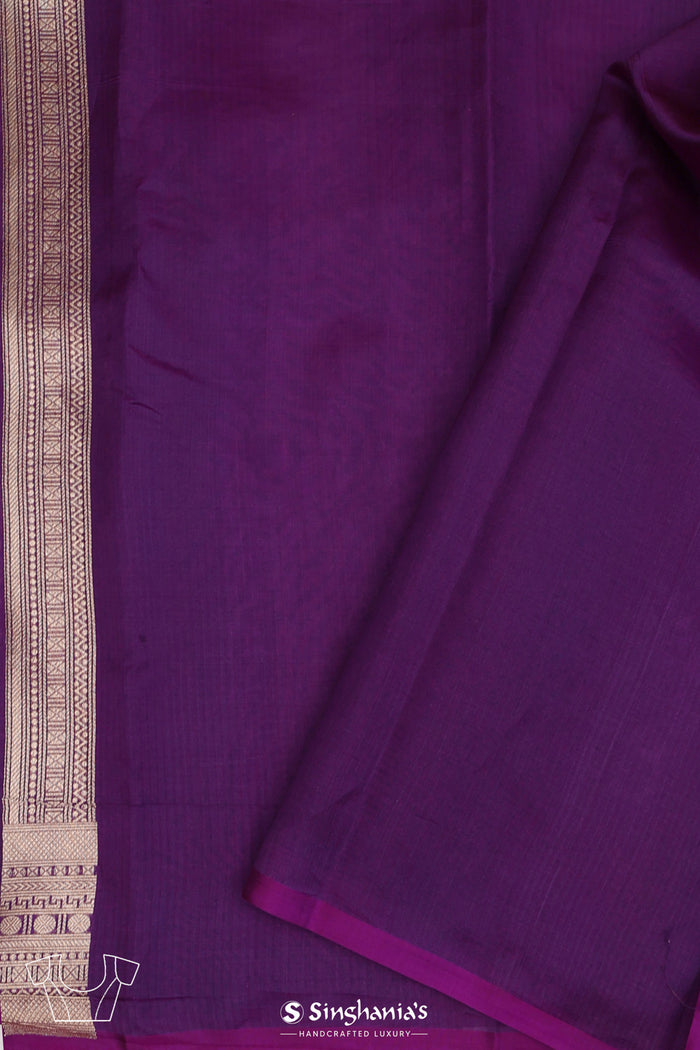 <img> Grape Purple Butta Banarasi Silk Saree