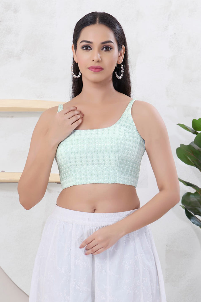Green And Multicolour Cotton Printed Blouse