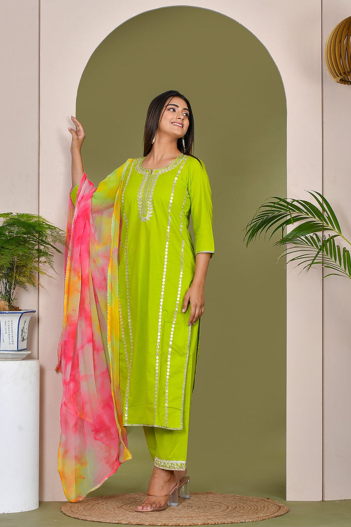 Green And Pink Georgette Kurta Set