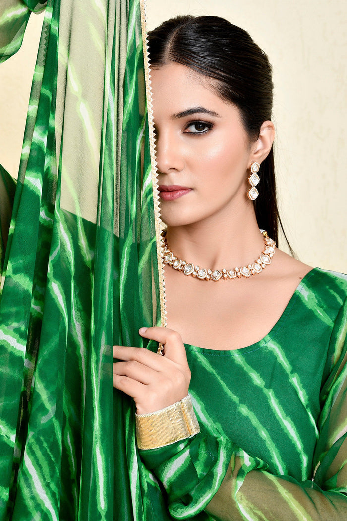 Green Georgette Flared Anarkali