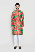 Green Silk Floral Printed Kurta Set