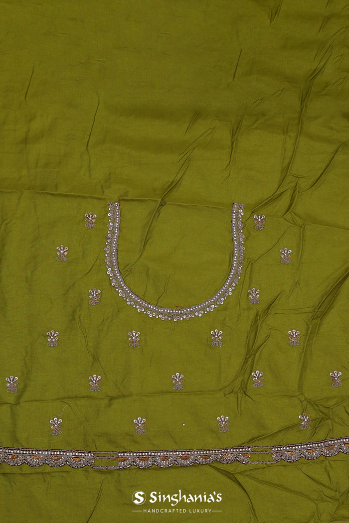 Greenish Brown Tissue Saree With Bandhani Work