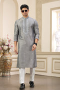 Grey Art Banarasi Silk Kurta